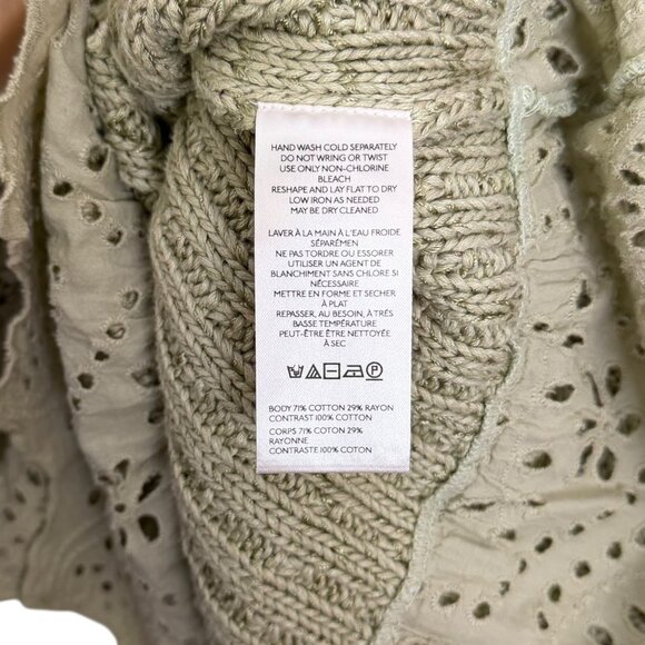 Anthropologie Lace Peplum Sweater Green XS Cable Knit‎ Boho Cottagecore - Picture 5 of 7